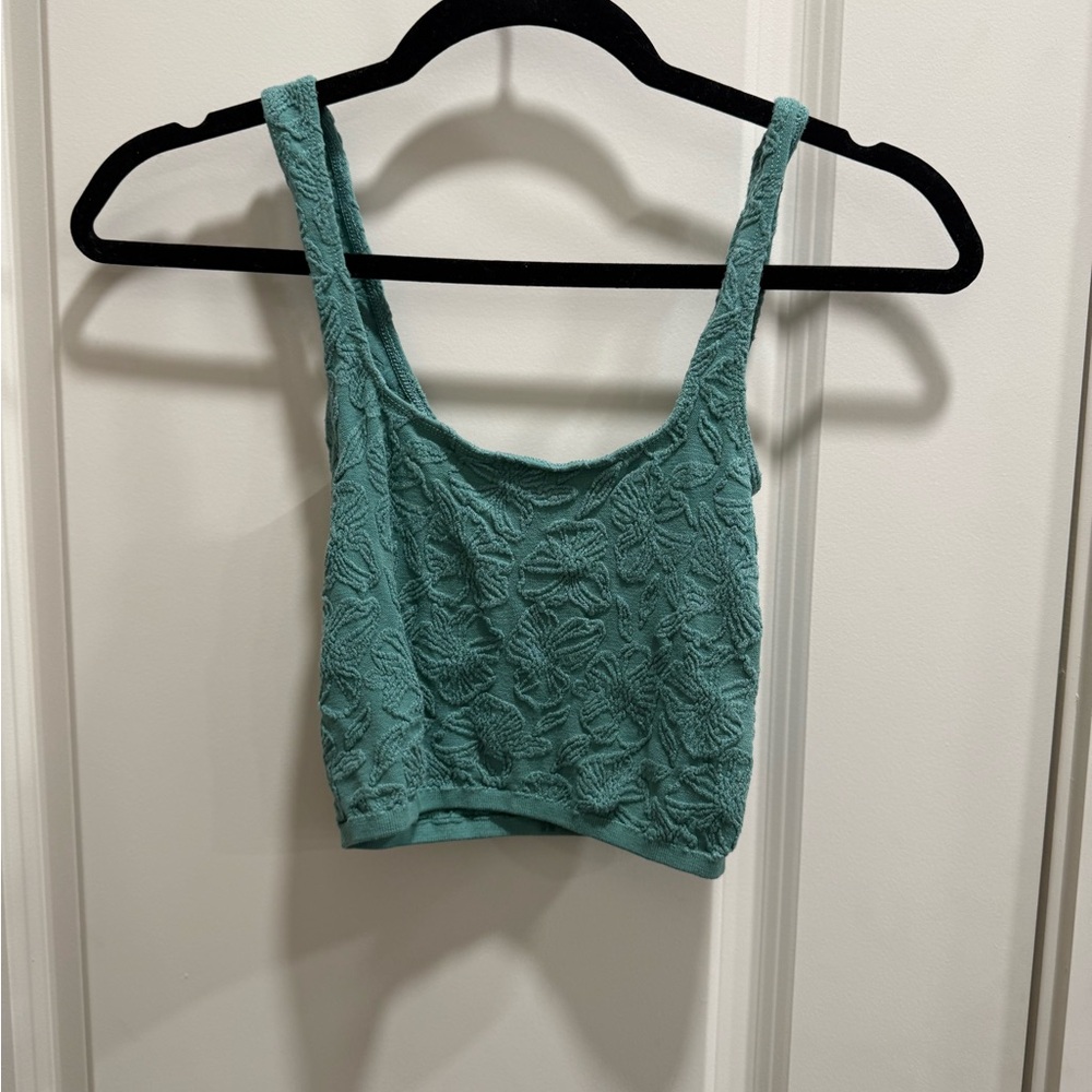 Anthropologie Teal Textured Tank Top